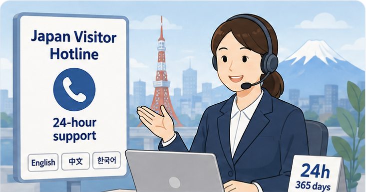 Multilingual Japan Visitor Hotline operator providing 24-hour traveler assistance