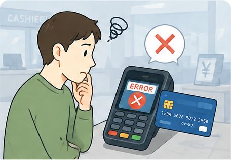 Traveler seeking help after a credit card is declined at an ATM