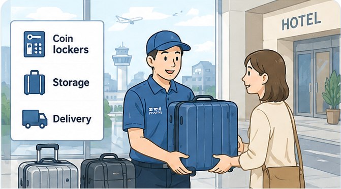 Coin lockers and staffed baggage delivery in Japan