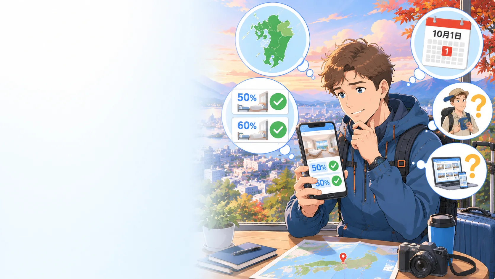 Foreign traveler checking confirmed Kyushu recovery discount rates and pending booking details