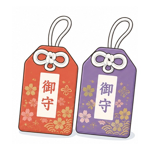 Illustrated omamori charms