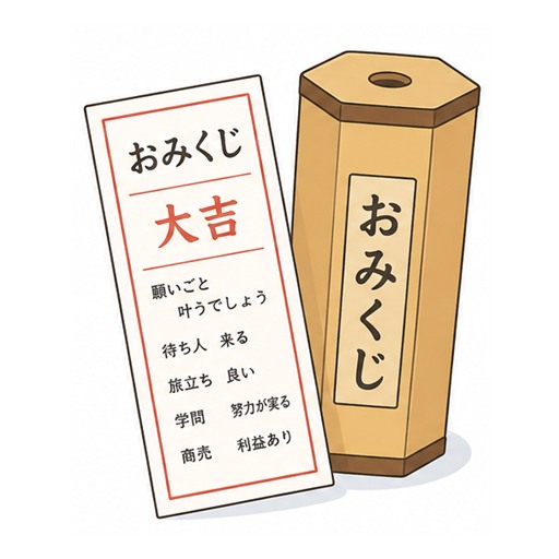 Illustrated omikuji fortune slip