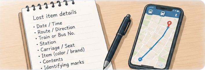 Traveler writing down route, time and item details