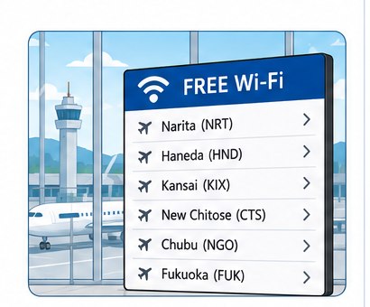 Free Wi-Fi information for major Japanese airports