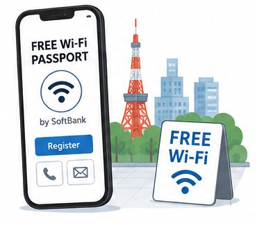 SoftBank FREE Wi-Fi PASSPORT on a smartphone
