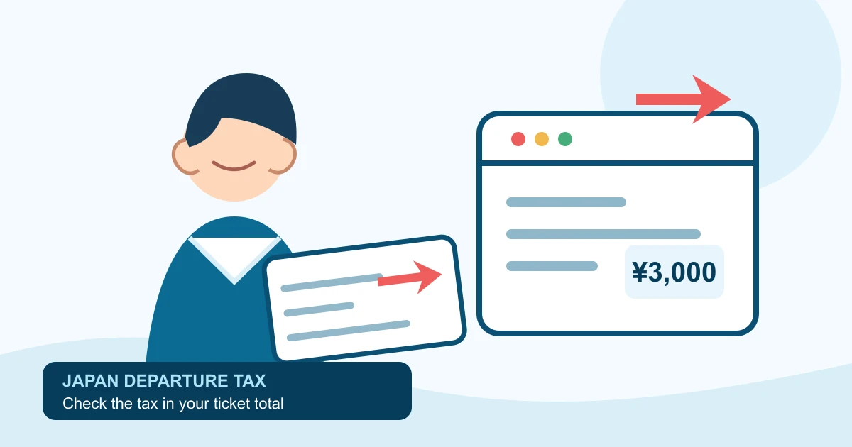 Traveler checking whether Japan’s 3,000 yen departure tax is included in an international flight ticket
