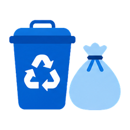 Recycling and garbage bins icon
